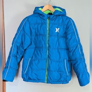 Hurley Kids Blue Hooded Puffer Jacket